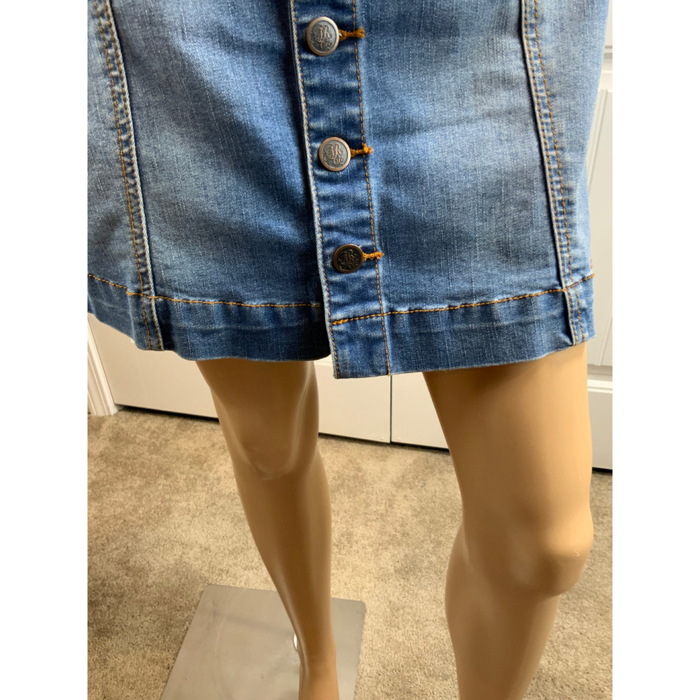 American Rag Women's Denim Button Down Skirt 5 Faded Blue Cottagecore Retro Y2K - Picture 4 of 11